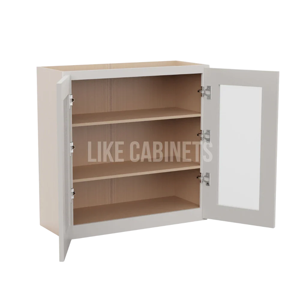 Double Dove White 30'' H Double Door Wall Cabinet with Glass Doors