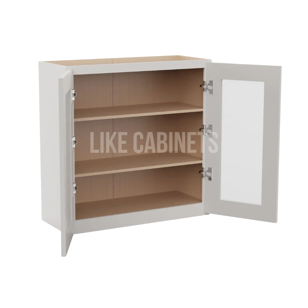 Double Dove White 30'' H Double Door Wall Cabinet with Glass Doors