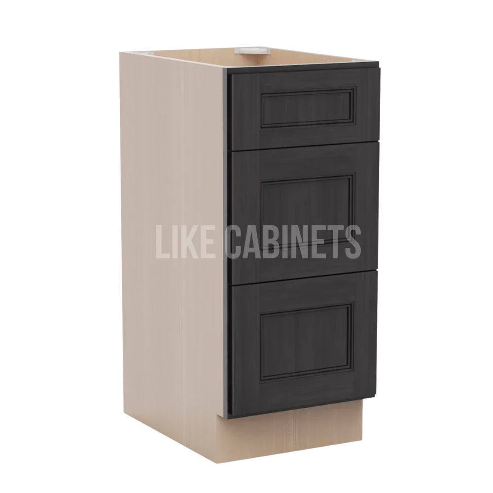 Double Smokey Gray Vanity Three Drawer Base Cabinet
