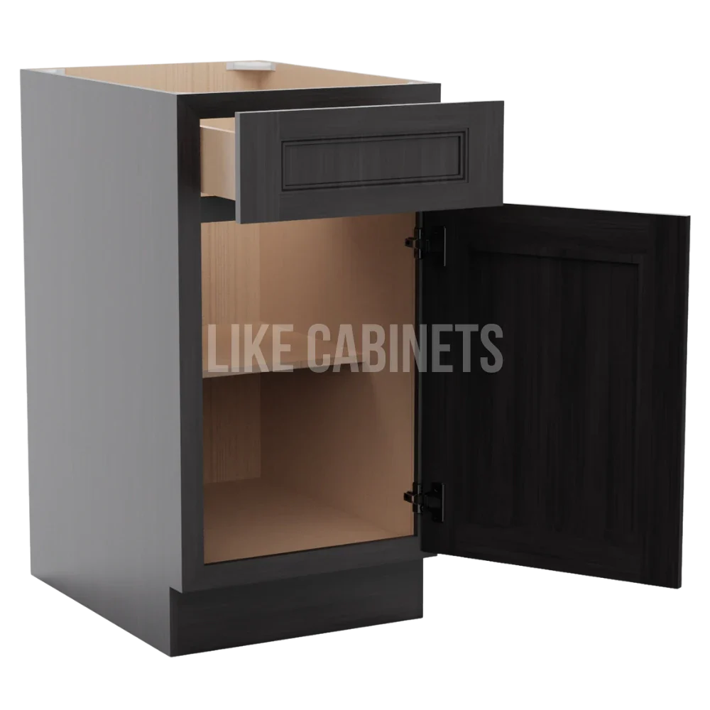 Double Smokey Gray Cabinet with Single Door & Drawer