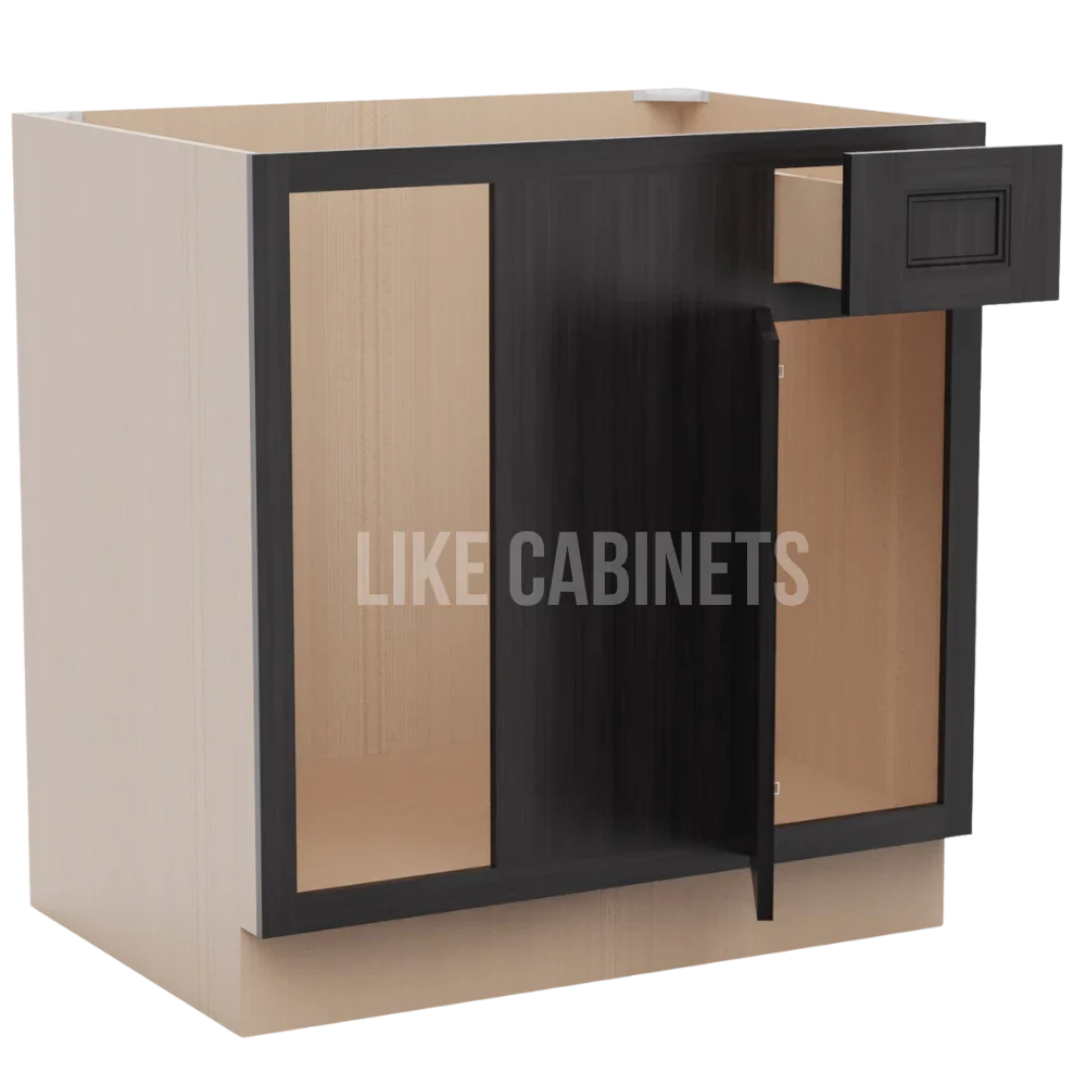 Double Smokey Gray Blind Corner Base Cabinet (L/R interchangeable)
