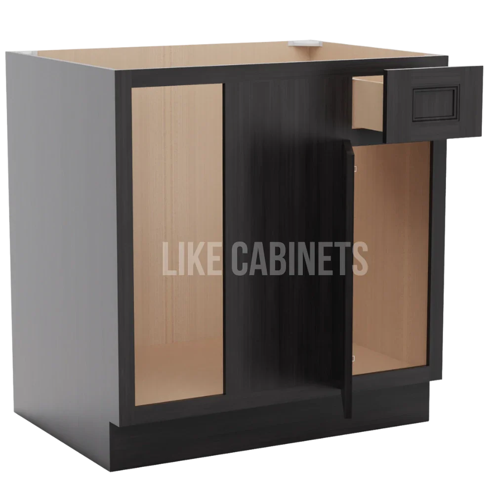 Double Smokey Gray Blind Corner Base Cabinet (L/R interchangeable)