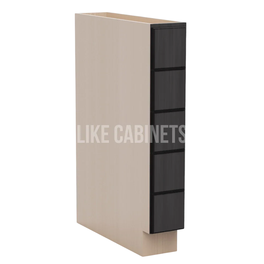 Double Smokey Gray Base Spice Cabinet with 5 Drawers