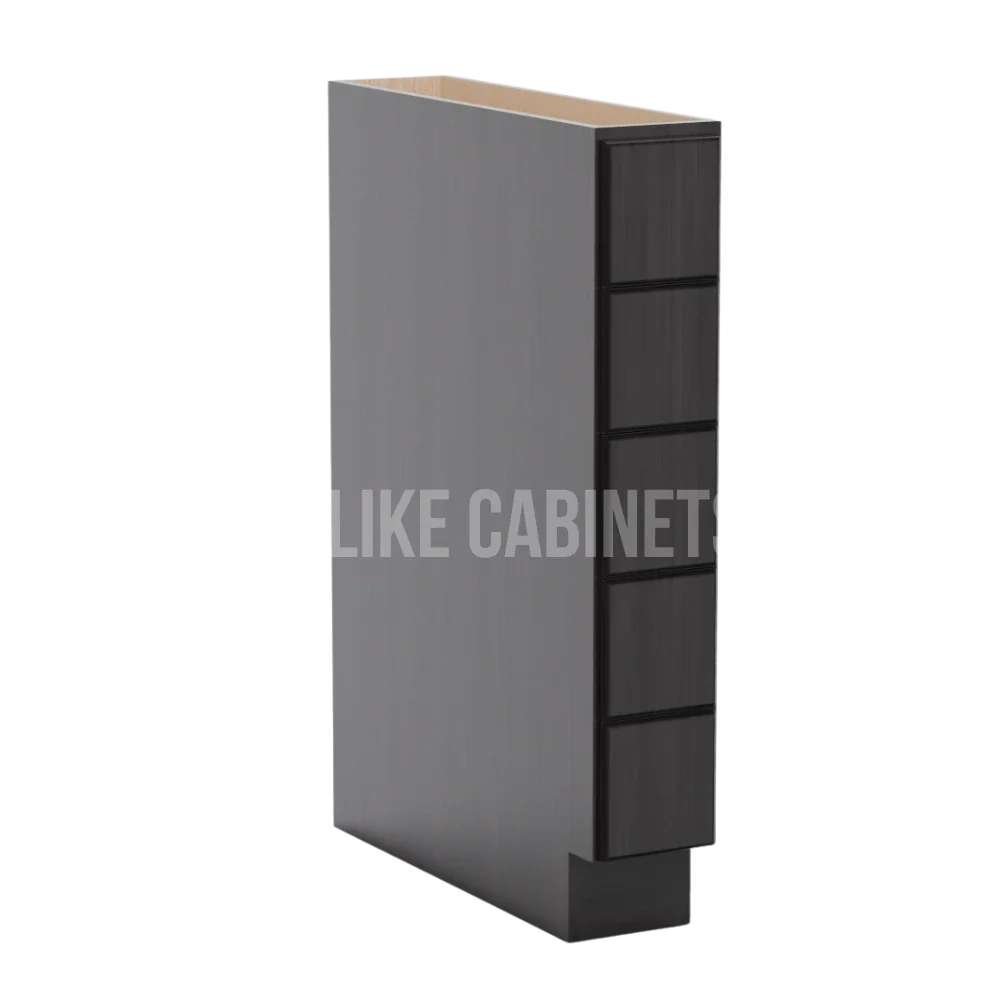 Double Smokey Gray Base Spice Cabinet with 5 Drawers