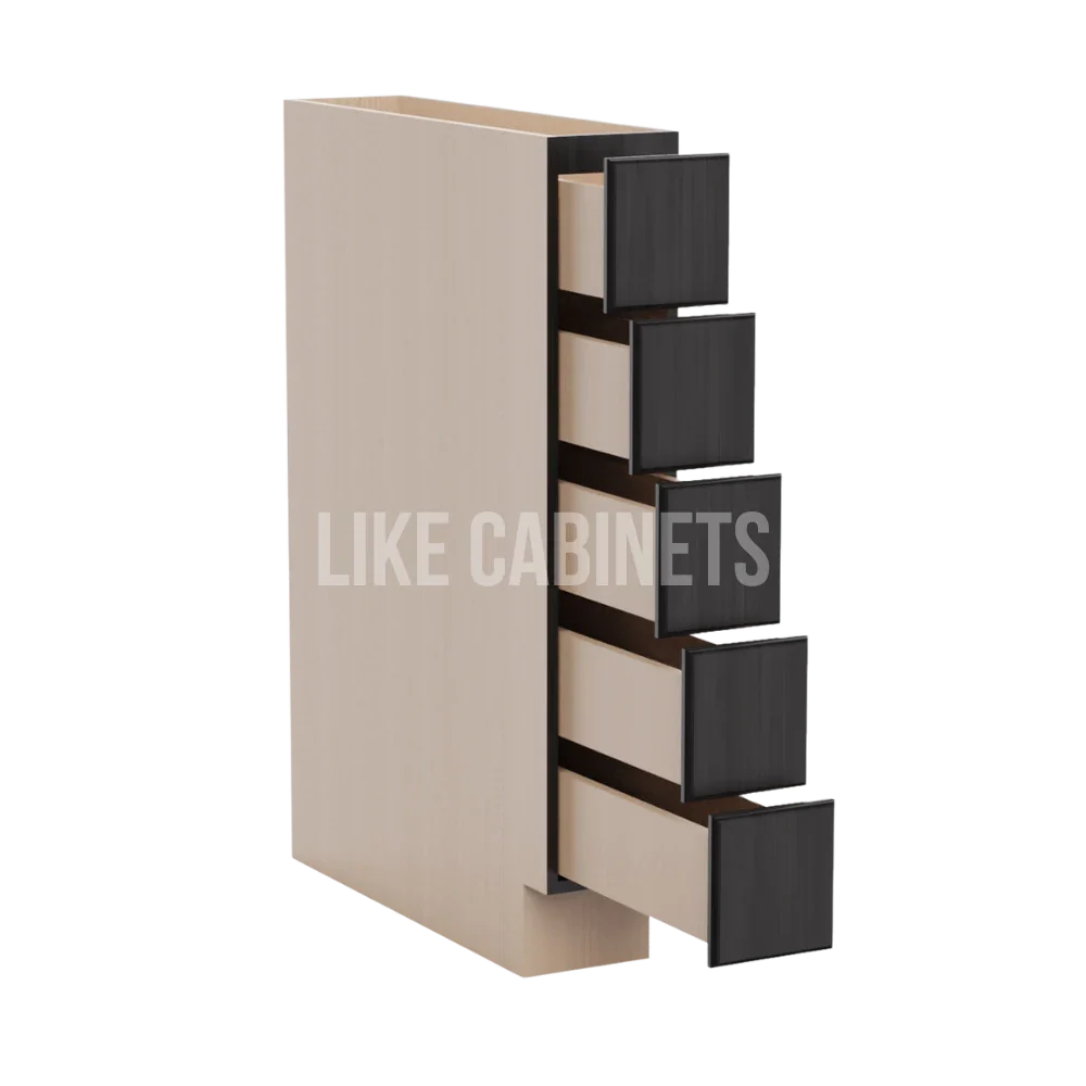 Double Smokey Gray Base Spice Cabinet with 5 Drawers