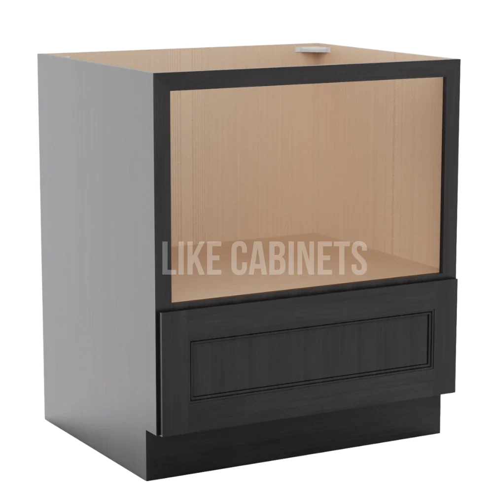 Double Smokey Gray Microwave Base Cabinet with Single Drawer