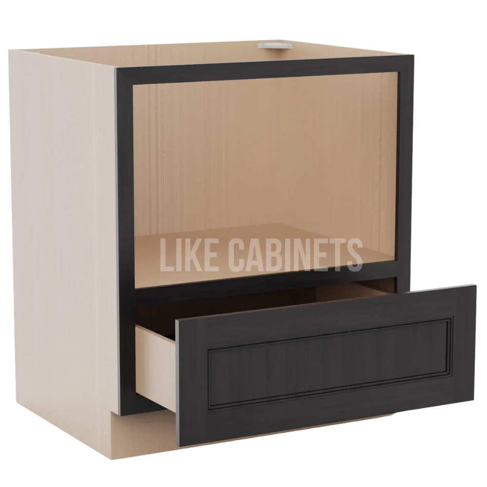 Double Smokey Gray Microwave Base Cabinet with Single Drawer