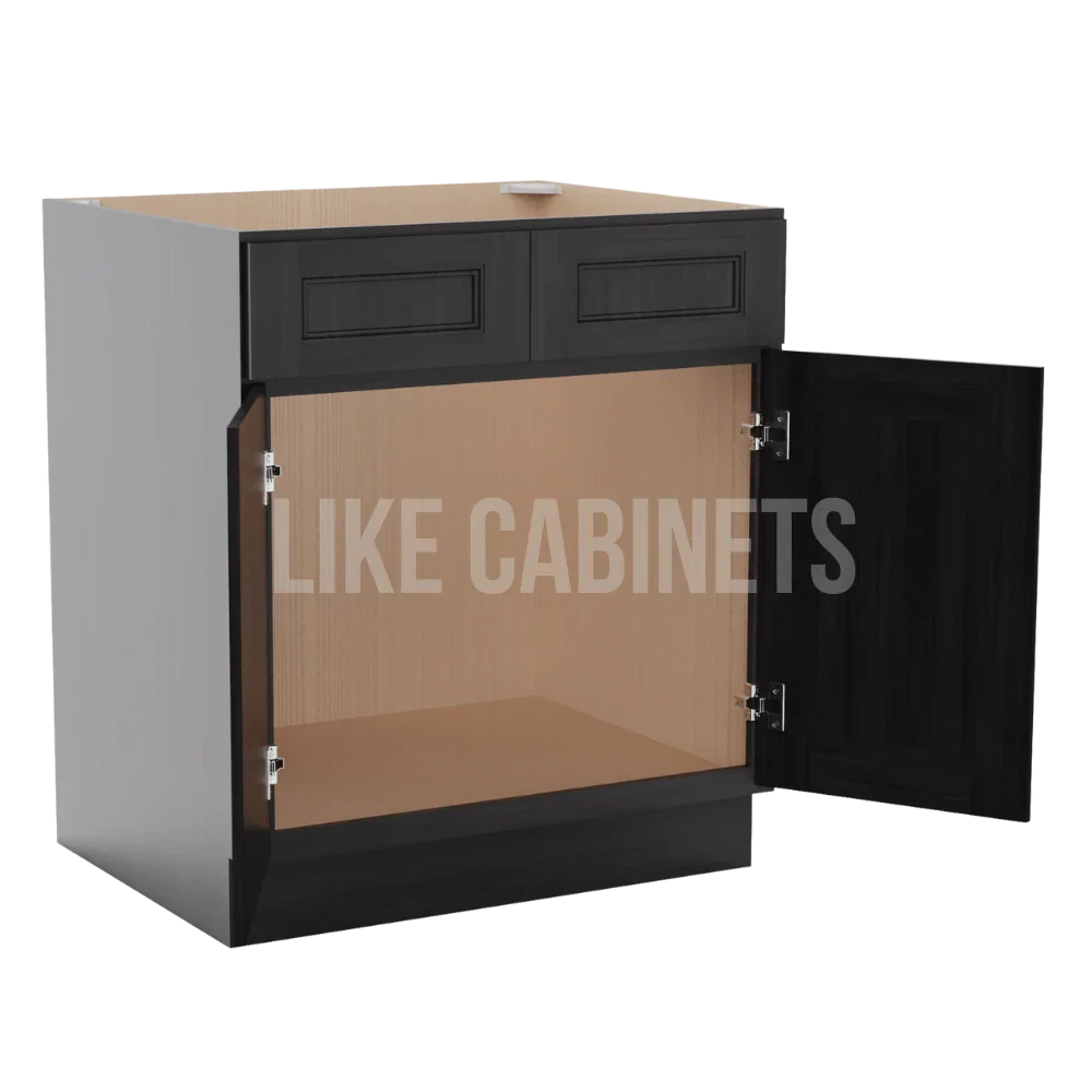Double Smokey Gray Sink Base With Double Doors and False Drawers