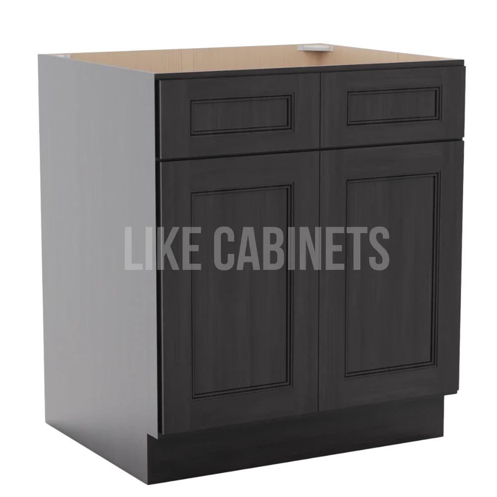 Double Smokey Gray Sink Base With Double Doors and False Drawers