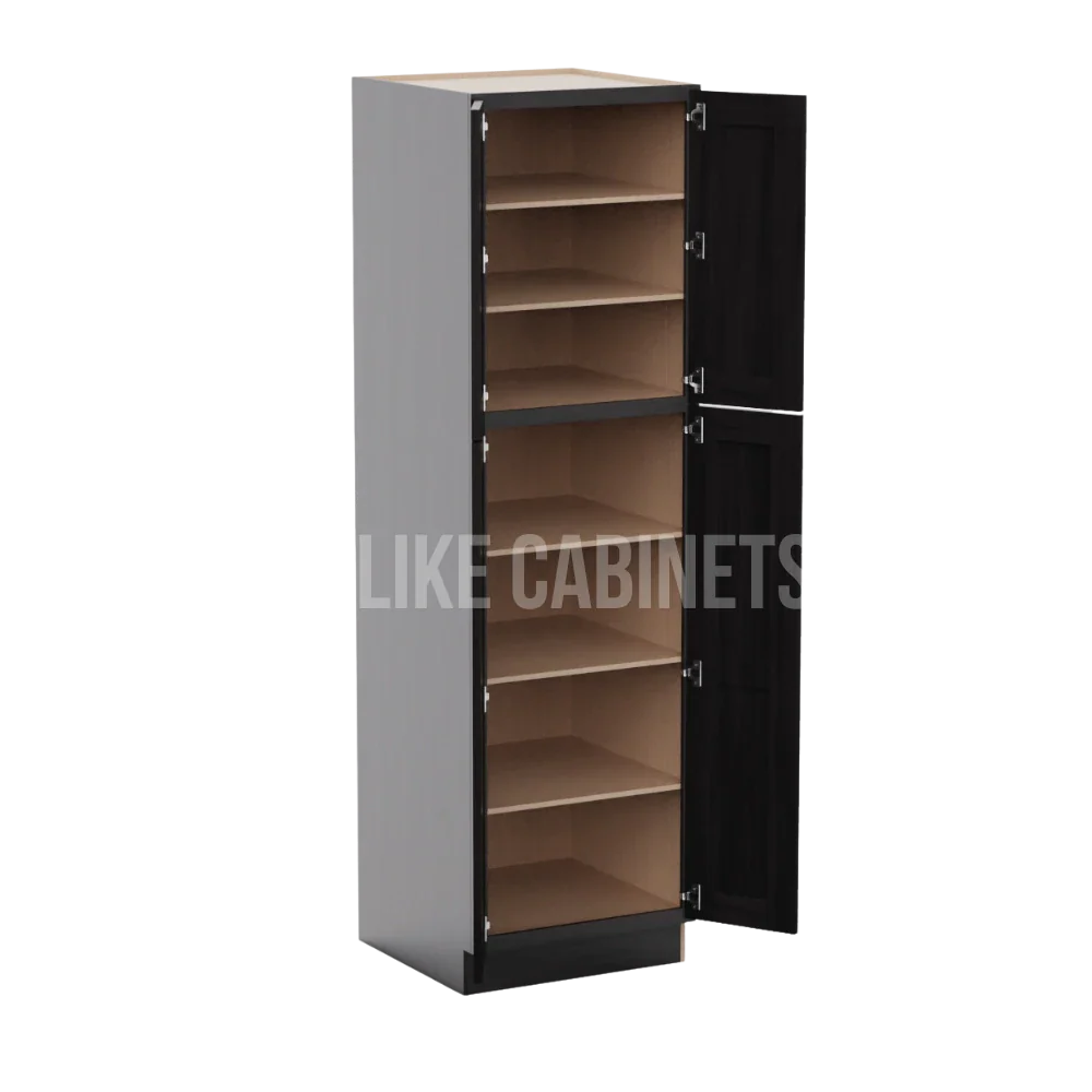 Double Smokey Gray 24'' W Two Double Door Utility Pantry Cabinet