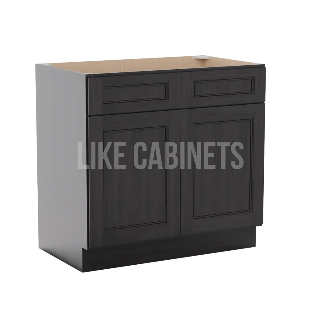 Double Smokey Gray Vanity Sink Base Cabinet