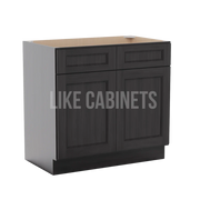 Double Smokey Gray Vanity Sink Base Cabinet
