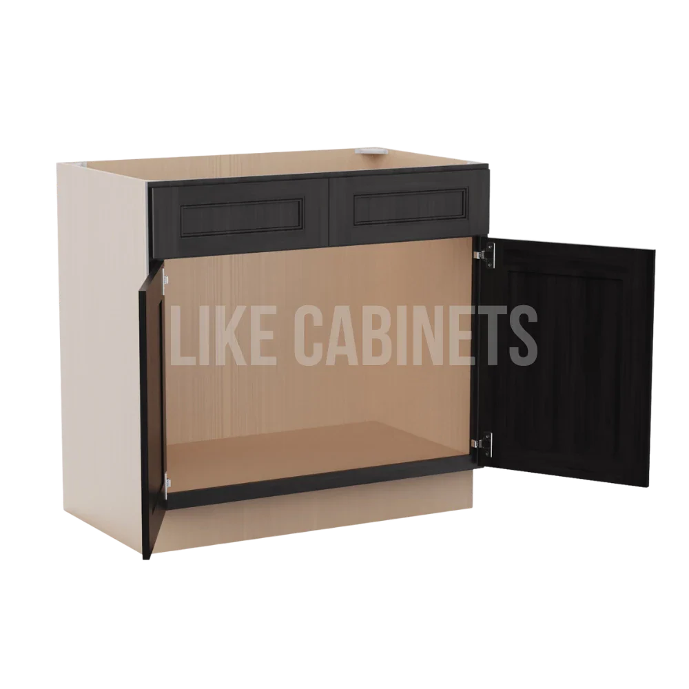 Double Smokey Gray Vanity Sink Base Cabinet