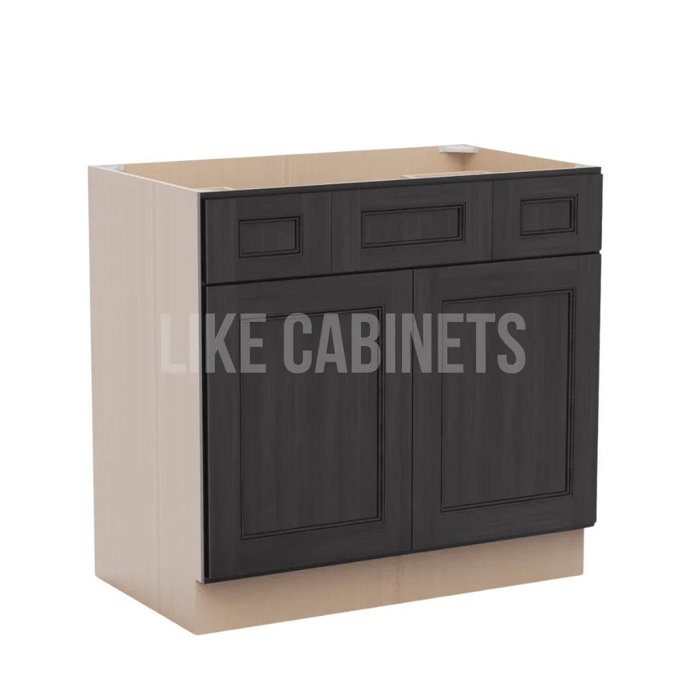 Double Smokey Gray Vanity Combo Cabinet