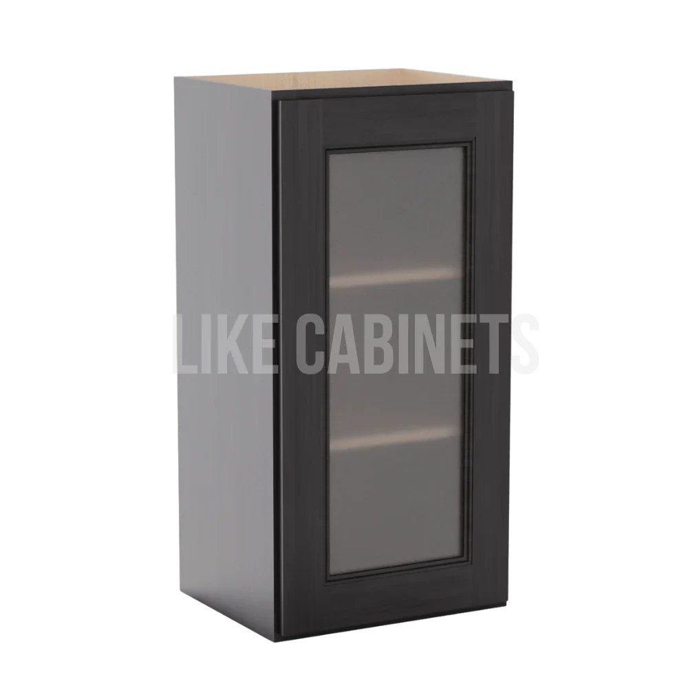 Double Smokey Gray 30'' H Single Door Wall Cabinet with Glass Door