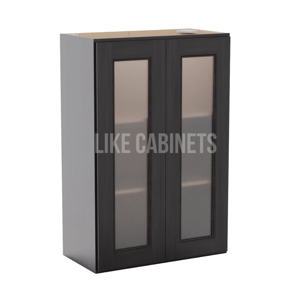 Double Smokey Gray 36'' H Double Door Wall Cabinet with Glass Doors
