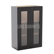 Double Smokey Gray 36'' H Double Door Wall Cabinet with Glass Doors