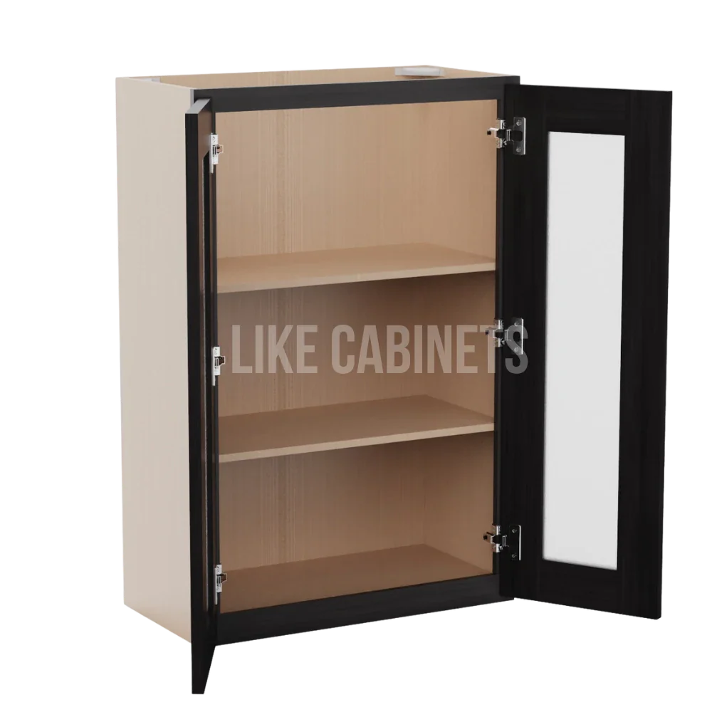 Double Smokey Gray 36'' H Double Door Wall Cabinet with Glass Doors