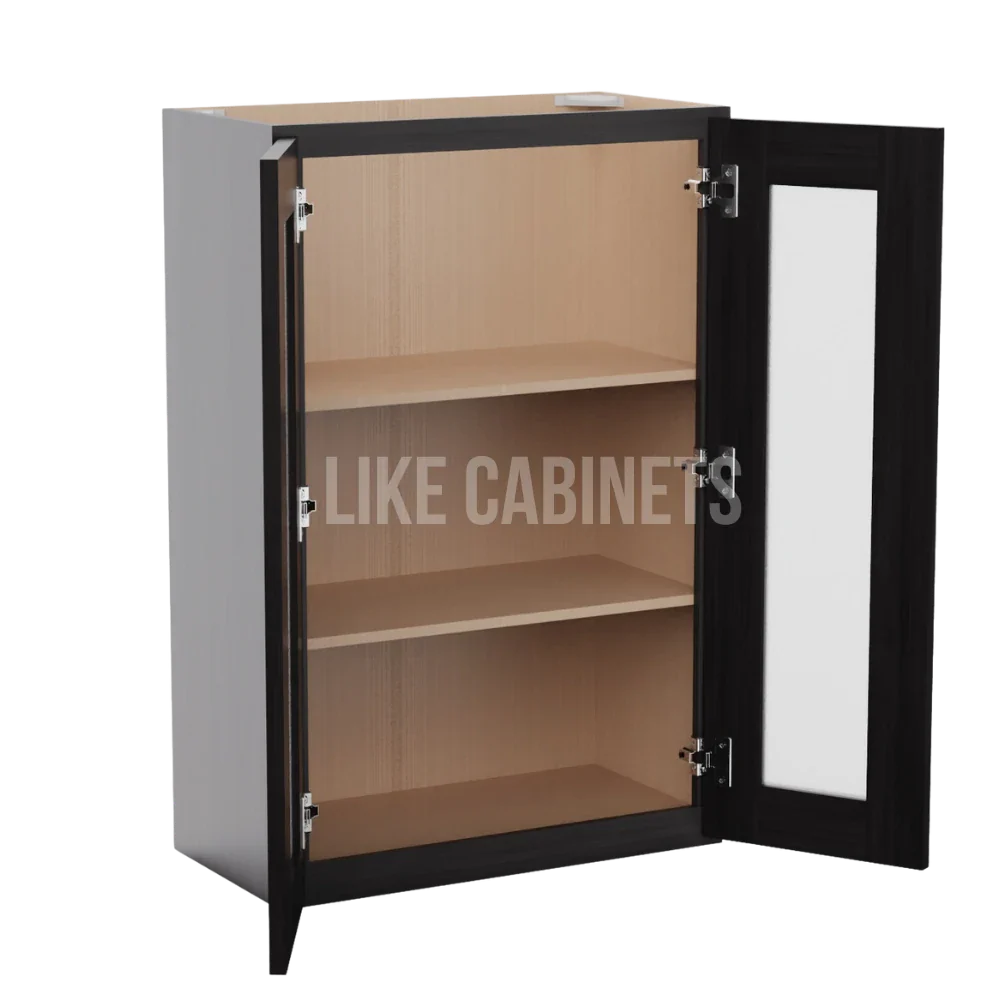 Double Smokey Gray 36'' H Double Door Wall Cabinet with Glass Doors