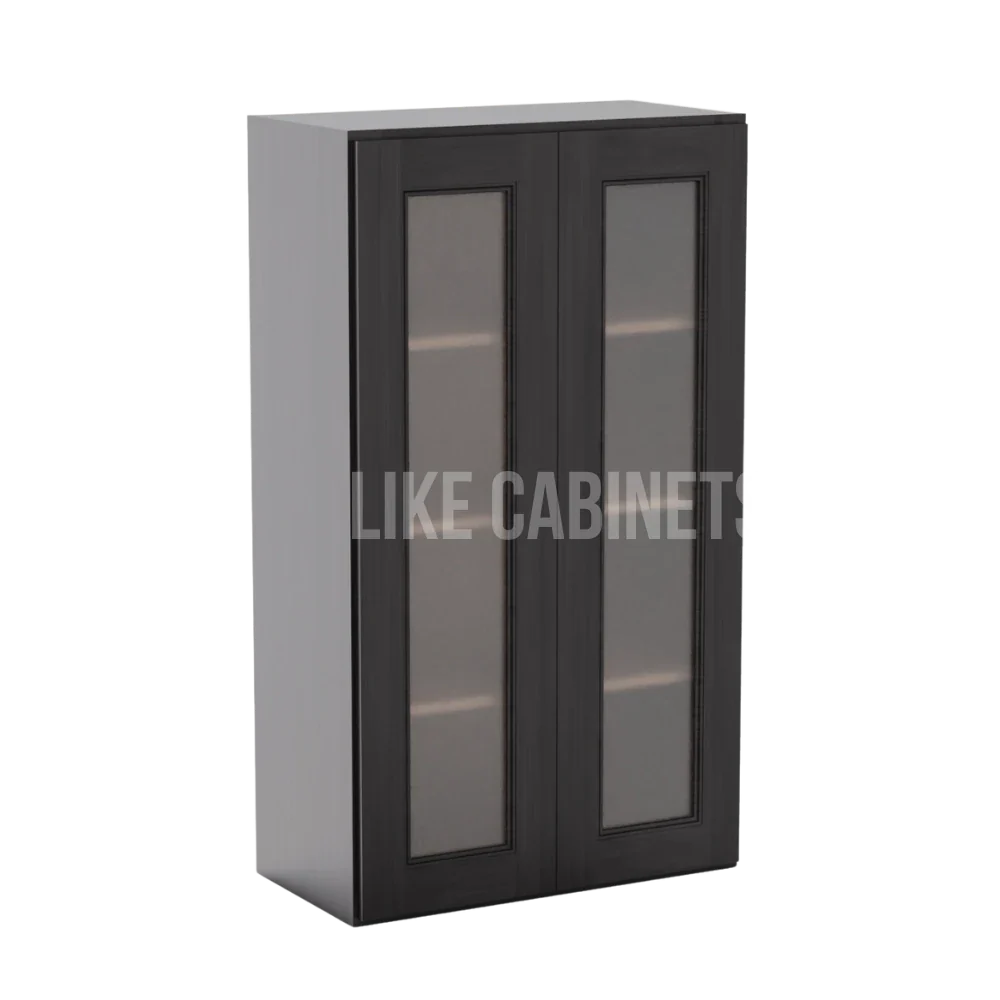 Double Smokey Gray 42'' H Double Door Wall Cabinet with Glass Doors