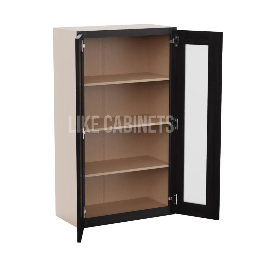 Double Smokey Gray 42'' H Double Door Wall Cabinet with Glass Doors