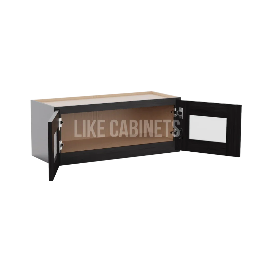 Double Smokey Gray 30''W Double Door Wall Cabinet whit Glass Doors