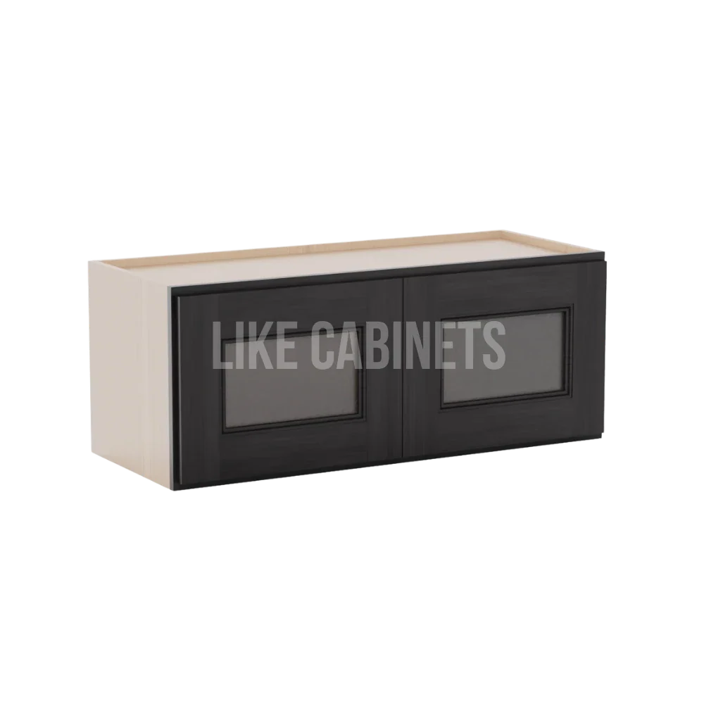 Double Smokey Gray 18'' H Double Door Wall Cabinet with Glass Doors