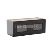 Double Smokey Gray 18'' H Double Door Wall Cabinet with Glass Doors