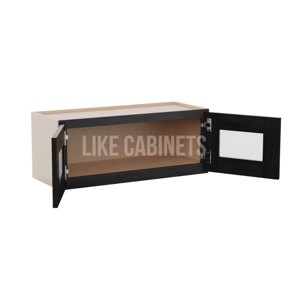 Double Smokey Gray 18'' H Double Door Wall Cabinet with Glass Doors