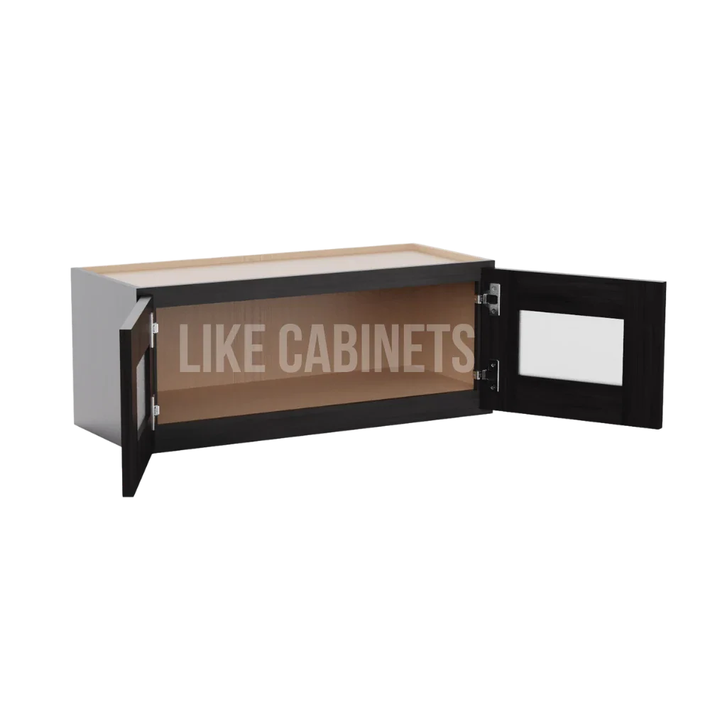 Double Smokey Gray 18'' H Double Door Wall Cabinet with Glass Doors