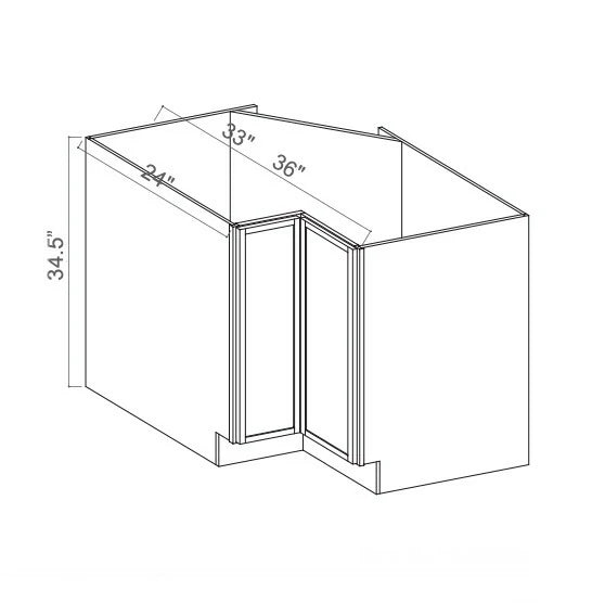 Slim White Oak Shaker Easy Reach Base Cabinet