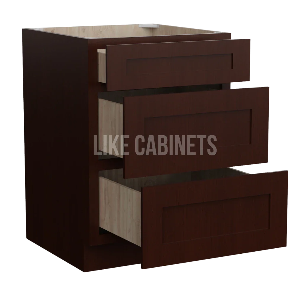 Shaker Espresso Three Drawer Base