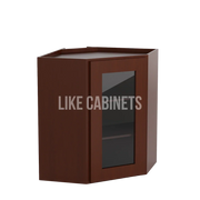 Shaker Espresso 24'' Diagonal Corner Wall Cabinet with Glass Door
