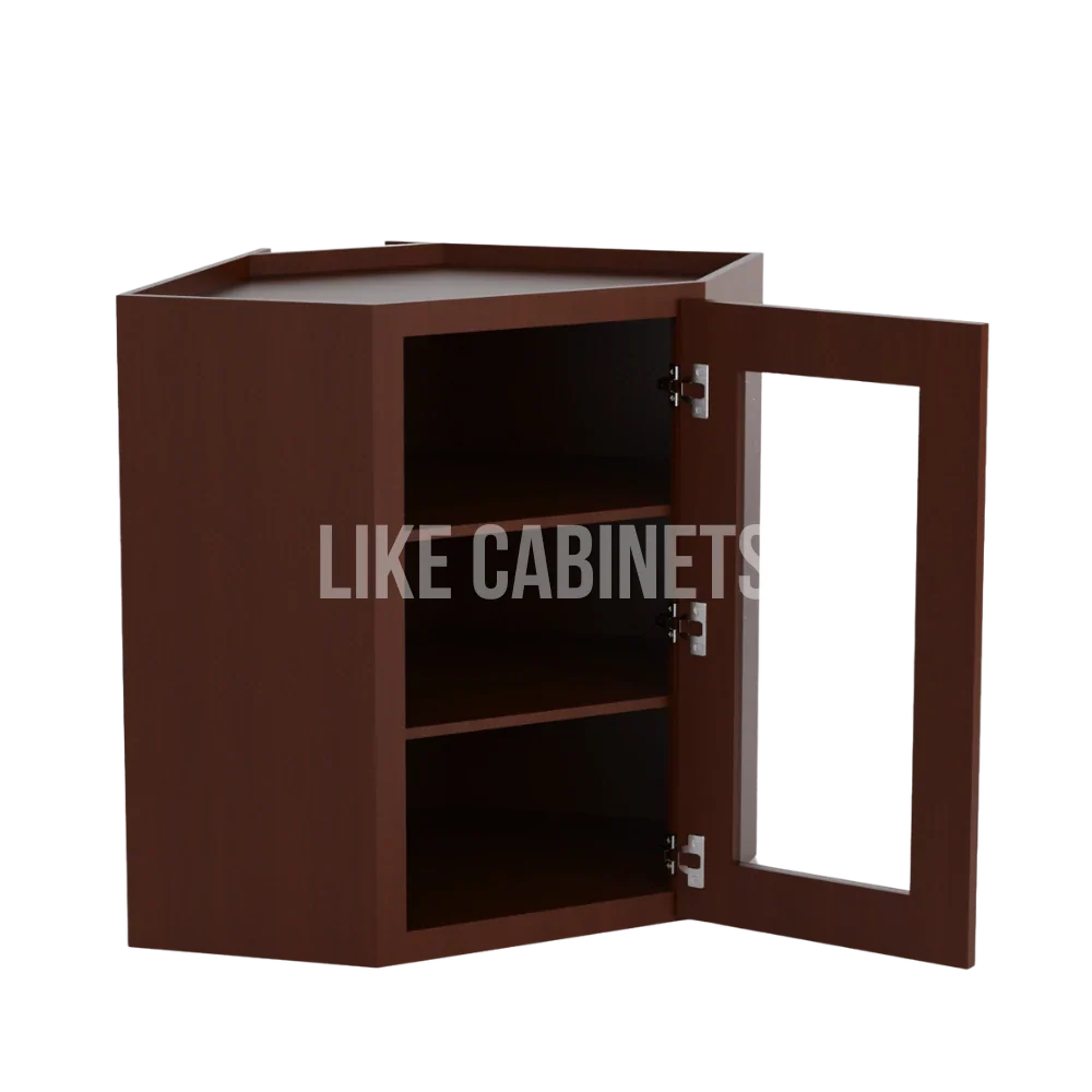 Shaker Espresso 24'' Diagonal Corner Wall Cabinet with Glass Door