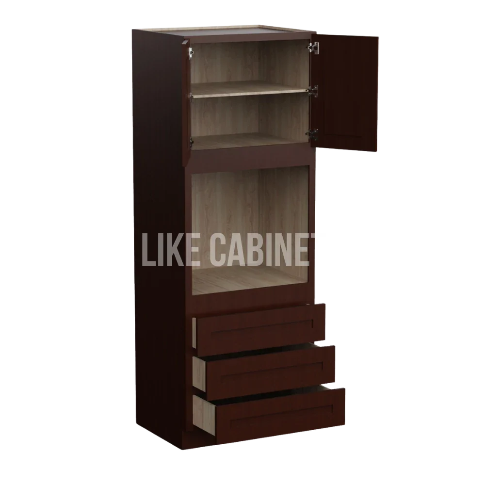 Shaker Espresso 30'' W Oven Pantry Cabinet with Three Drawers