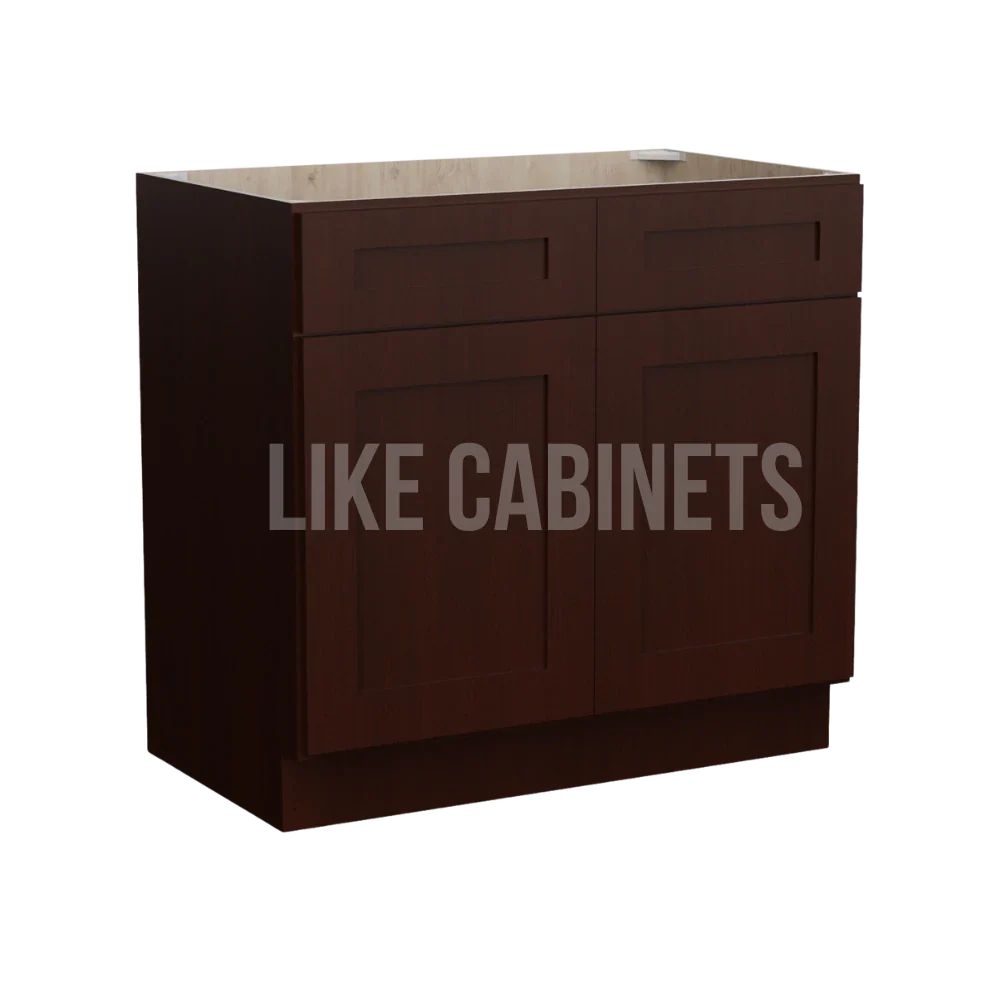 Shaker Espresso Double Vanity Sink Base Cabinet
