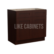 Shaker Espresso Double Vanity Sink Base Cabinet