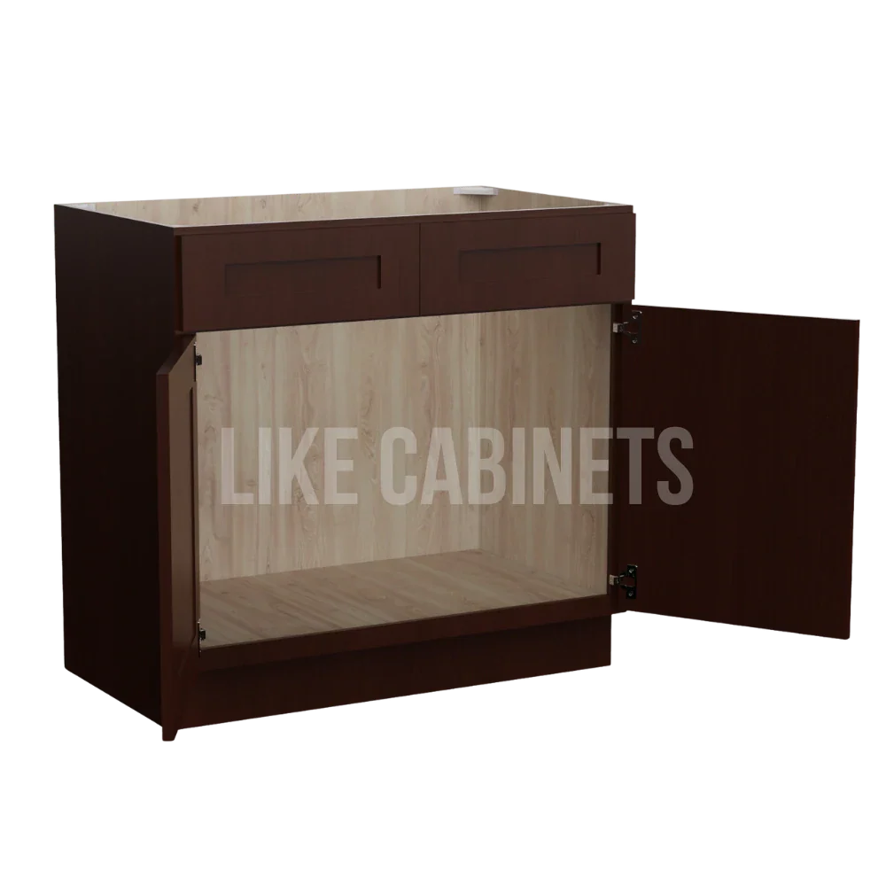 Shaker Espresso Double Vanity Sink Base Cabinet
