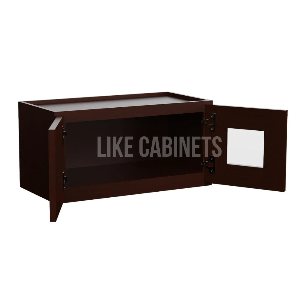 Shaker Espresso 42'' H Double Door Wall Cabinet with Glass Doors