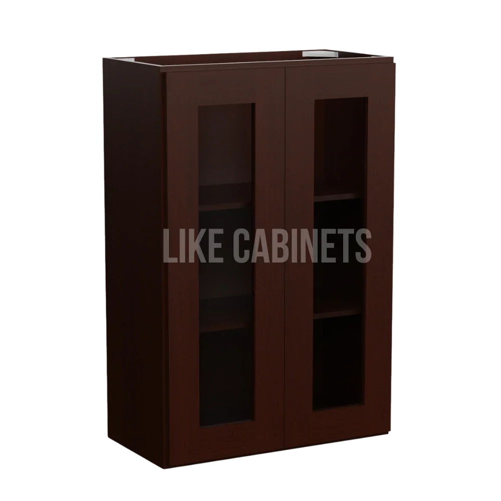 Shaker Espresso 36'' H Double Door Wall Cabinet with Glass Doors