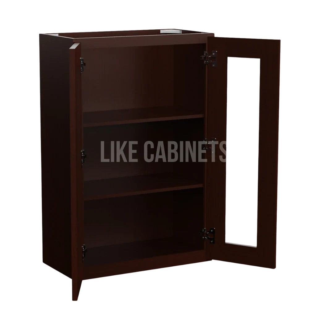 Shaker Espresso 36'' H Double Door Wall Cabinet with Glass Doors