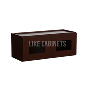 Espresso Shaker 12''H Double Door Wall Cabinet whit Glass Doors