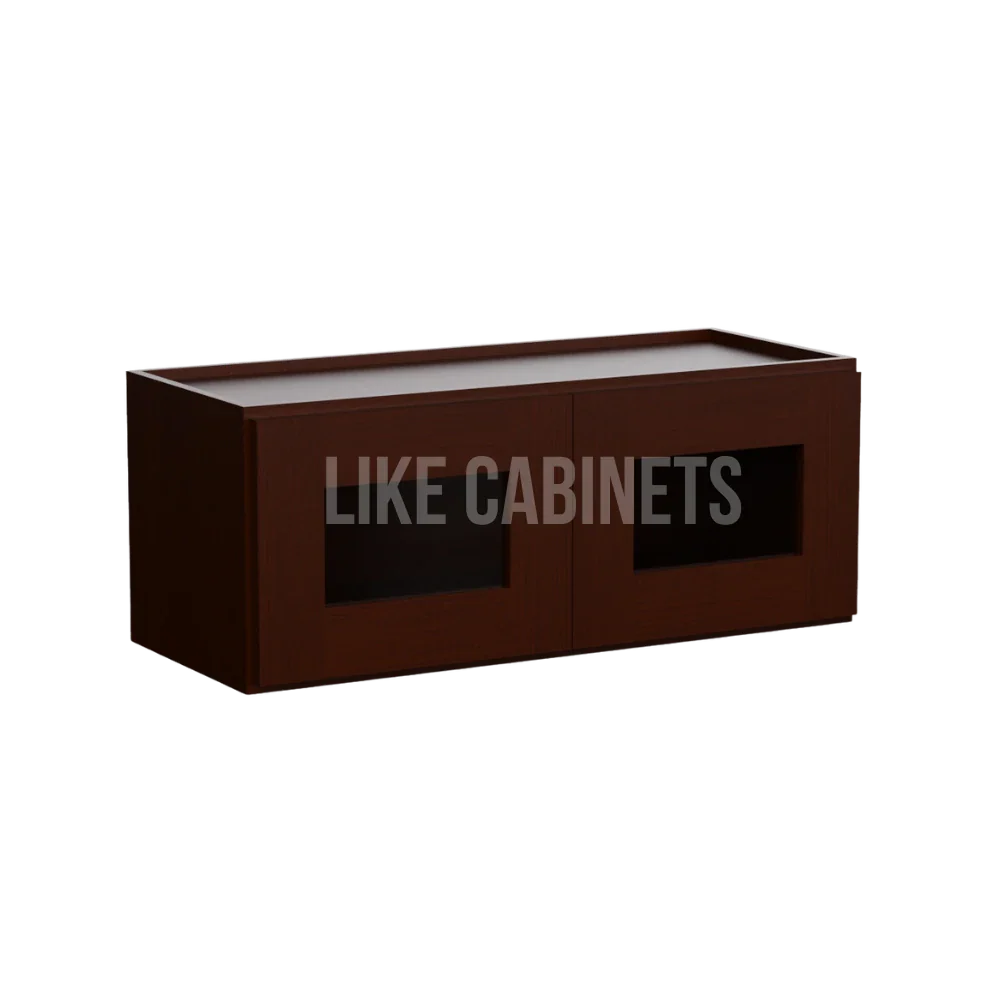 Shaker Espresso 18'' H Double Door Wall Cabinet With Glass Doors