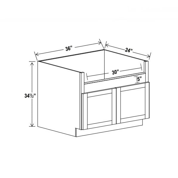 Double Smokey Gray Farmhouse Sink Base