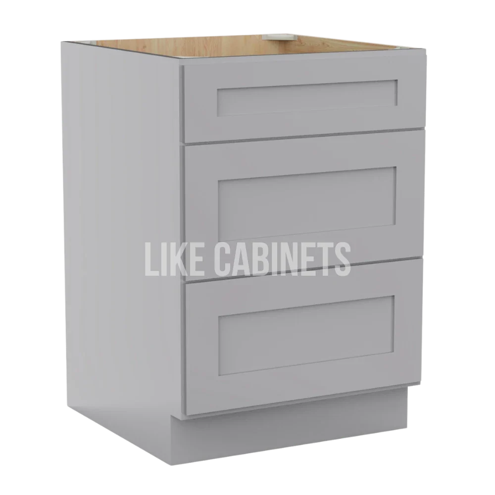 Shaker Gray Three Drawer Base