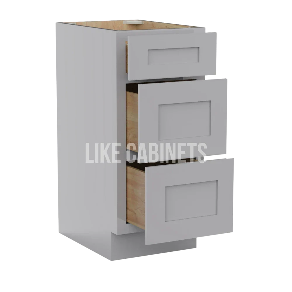 Shaker Gray Vanity Three Drawer Base Cabinet