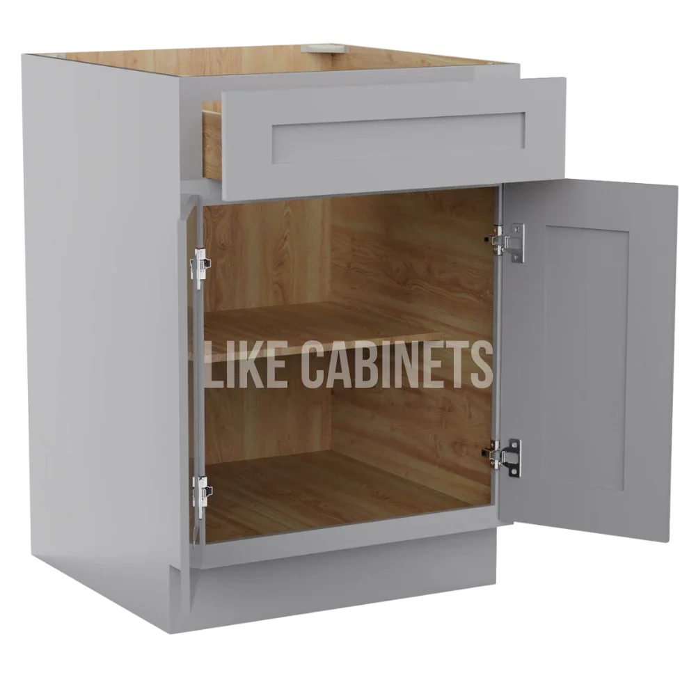 Gray Shaker Base Cabinet with Double Doors & Single Drawer