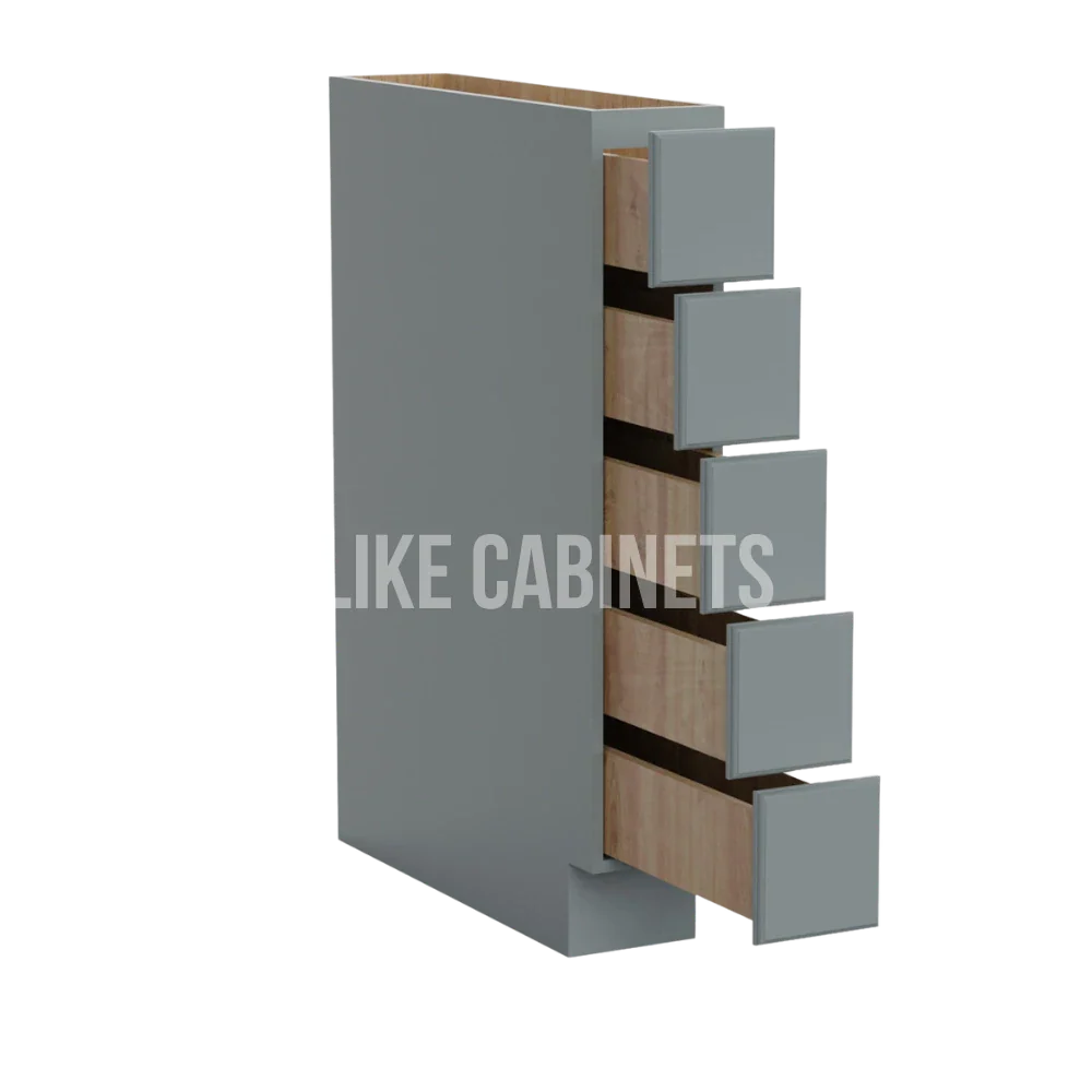 Shaker Gray Base Spice Cabinet with 5 Drawers