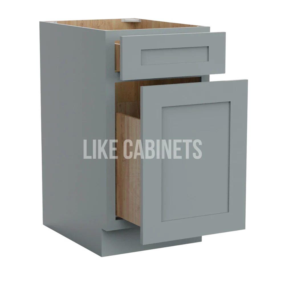 Gray Shaker Trash Base Cabinet