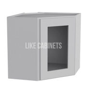 Shaker Gray 12'' x 24'' Diagonal Corner Wall Cabinet with Glass Door